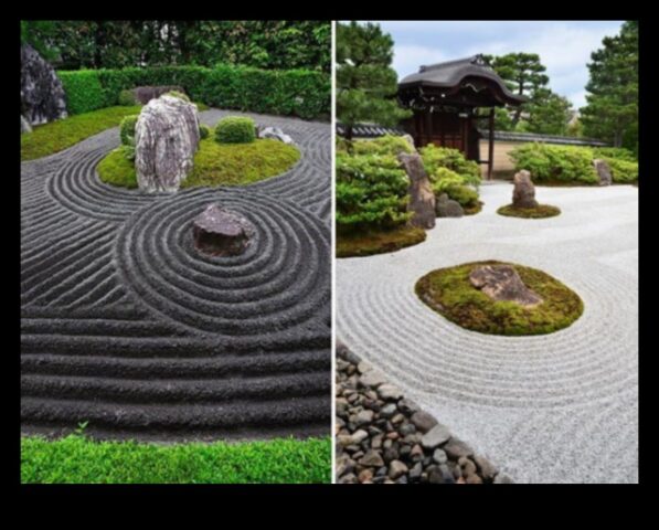 Zen Taşları ve Karesansui Dalgaları Japon Bahçe Tasarım Sanatı